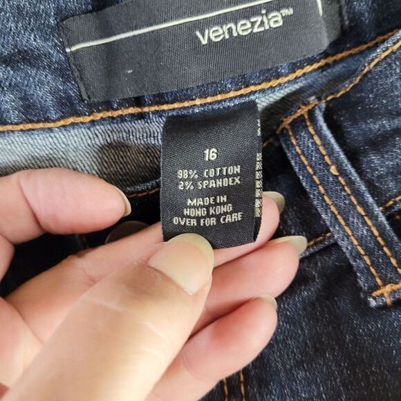 Vintage 80s Venezia Jeans 16 Dark Wash High-rise Straight Leg Beaded Embellished - Picture 10 of 11